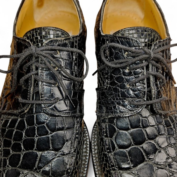 David Eden Alligator Dress Shoes Black Size 10 Oxfords Genuine Leather Exotic - Picture 5 of 16